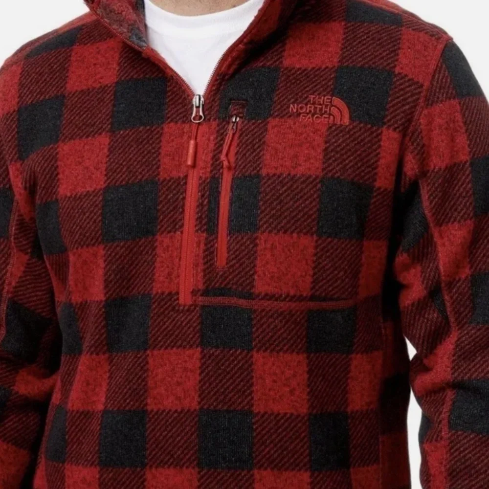 The North Face Red/Black Buffalo Plaid Pullover Sz M EUC